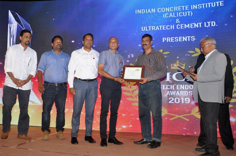 L Mahesh, Chief Technical Officer receives the Outstanding Concrete Structure (Residential) Award for Asset Grandstand at the ICI UltraTech Awards 2019.