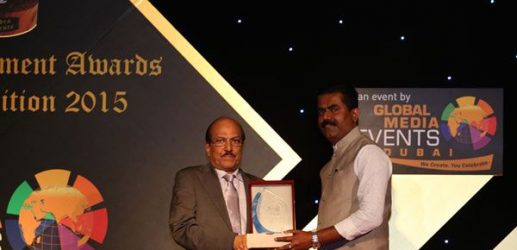 The Golden Achievement Award for the BEST BUILDER OF THE YEAR 2015 is being given away to Mr. Sunil Kumar by the Hon’ble Minister, Shri P.K. Kunjalikkuty.