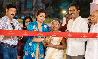 Cine Artist Sheelu Abraham inaugurating Asset Chandelier, the 56th completed project of Asset Homes at Tripunithura in the presence of Municipal Councillor Thilothama Suresh.