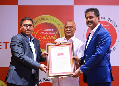 Asset Homes receive CRISIL DA2+ Citation from Ajay Kumar, Regional Head, CRISIL.